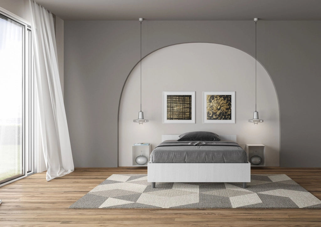 Letto una piazza e mezza con rete 120x200 bianco frassino Nuamo