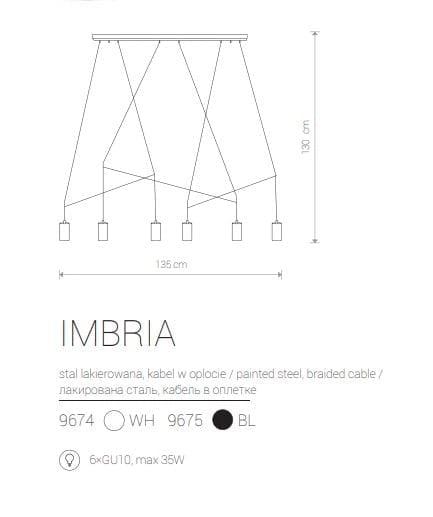 Lampadario sospeso Nowodvorski Imbria nero 6xGU10 130cm