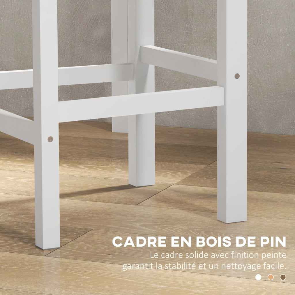Sgabelli da Bar 2 Pezzi ¨C Zephmum ¨C Bianco e Legno Naturale 41x46x97.5 cm