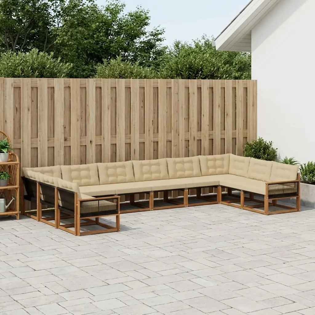 Set di divani da esterno con cuscino 10 pcs Naturale e Beige 3381713