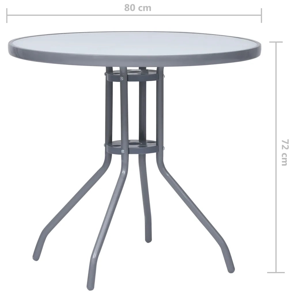 Tavolo da Giardino | Tavolino da esterno Grigio Chiaro 80 cm in Acciaio e Vetro