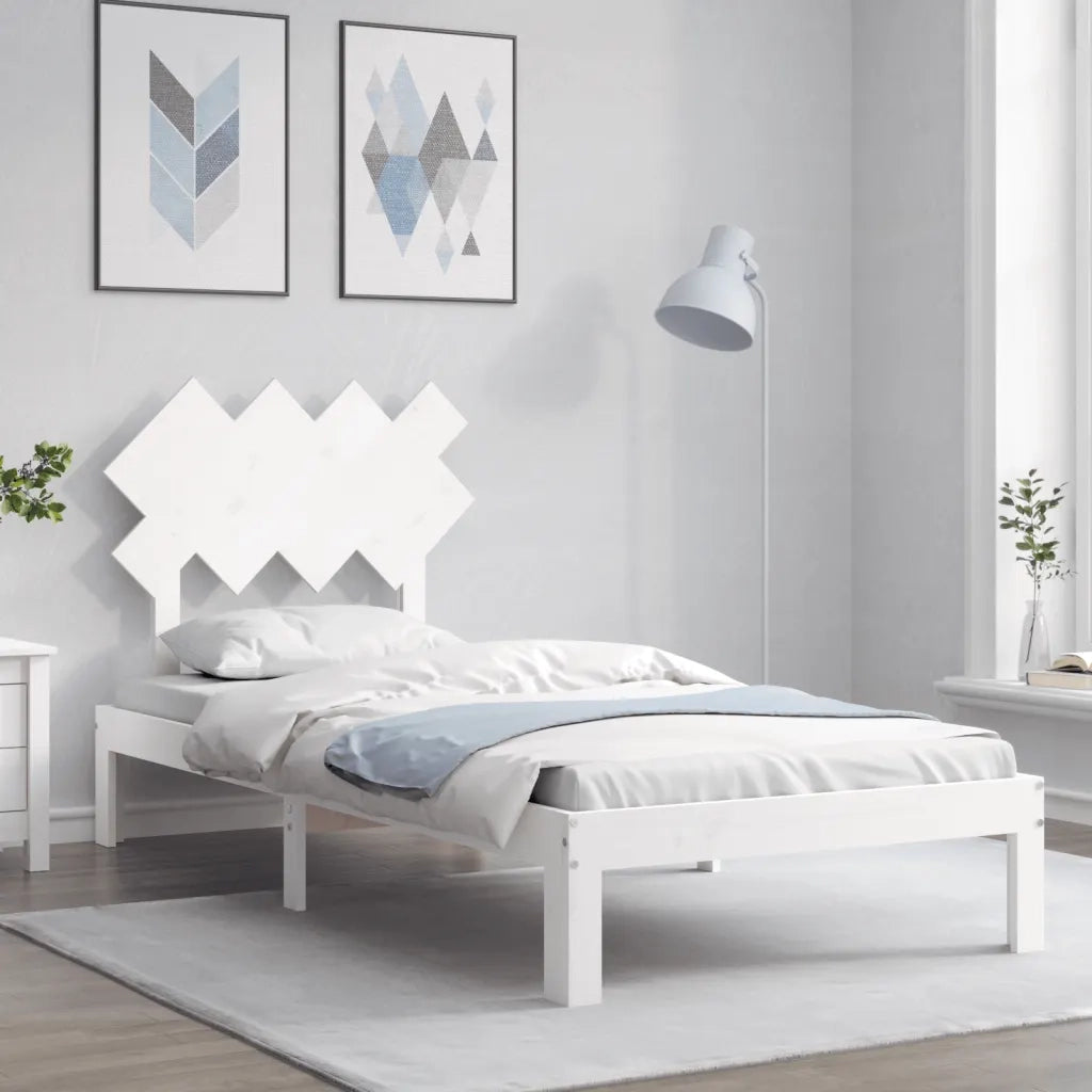 Giroletto con Testiera Bianco 90x200 cm in Legno Massellocod mxl 100957