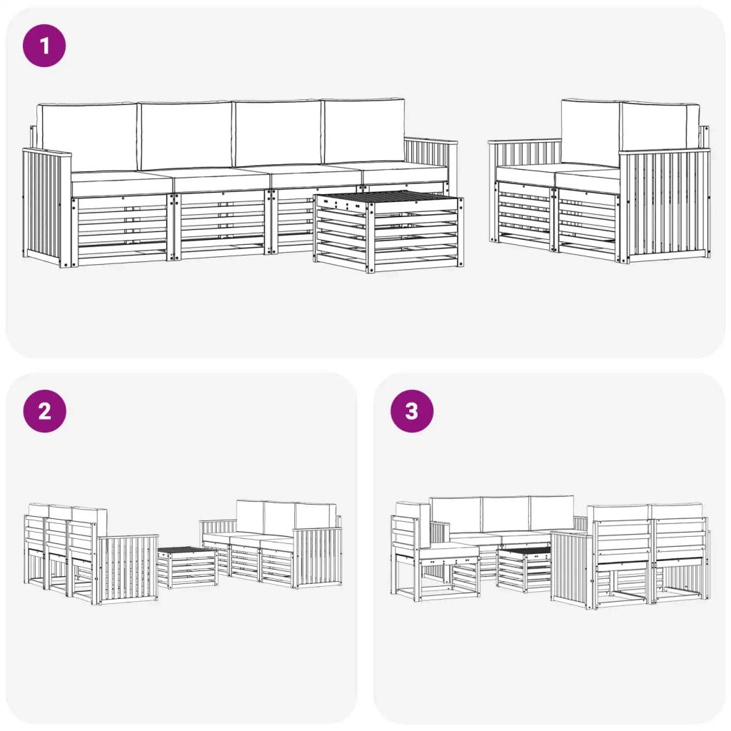 Set di divani da esterno 7 pcs Bianco e Antracite Poliestere 3391432
