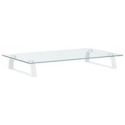 Supporto per monitor mobile da scrivania 60 x 35 x 8 cm vetro temperato e metallo bianco 02_0044898