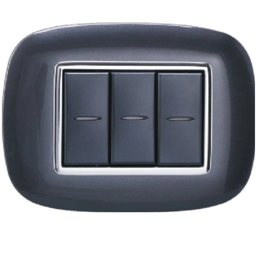Trade Shop - Placca Oval 3 4 6 Moduli Colore Nero Compatibile Con Bticino Axolute -