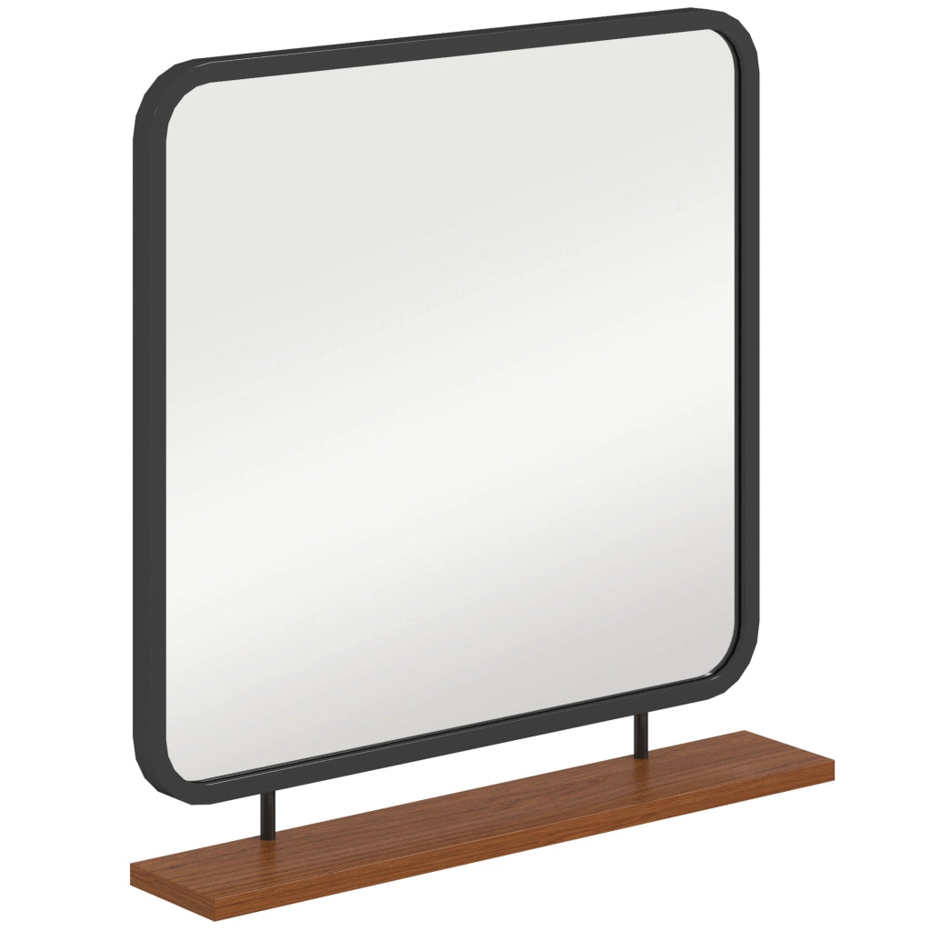 Specchio da parete con ripiano ¨C zephmum ¨C Vintage metallo legno 55x55.5cm nero