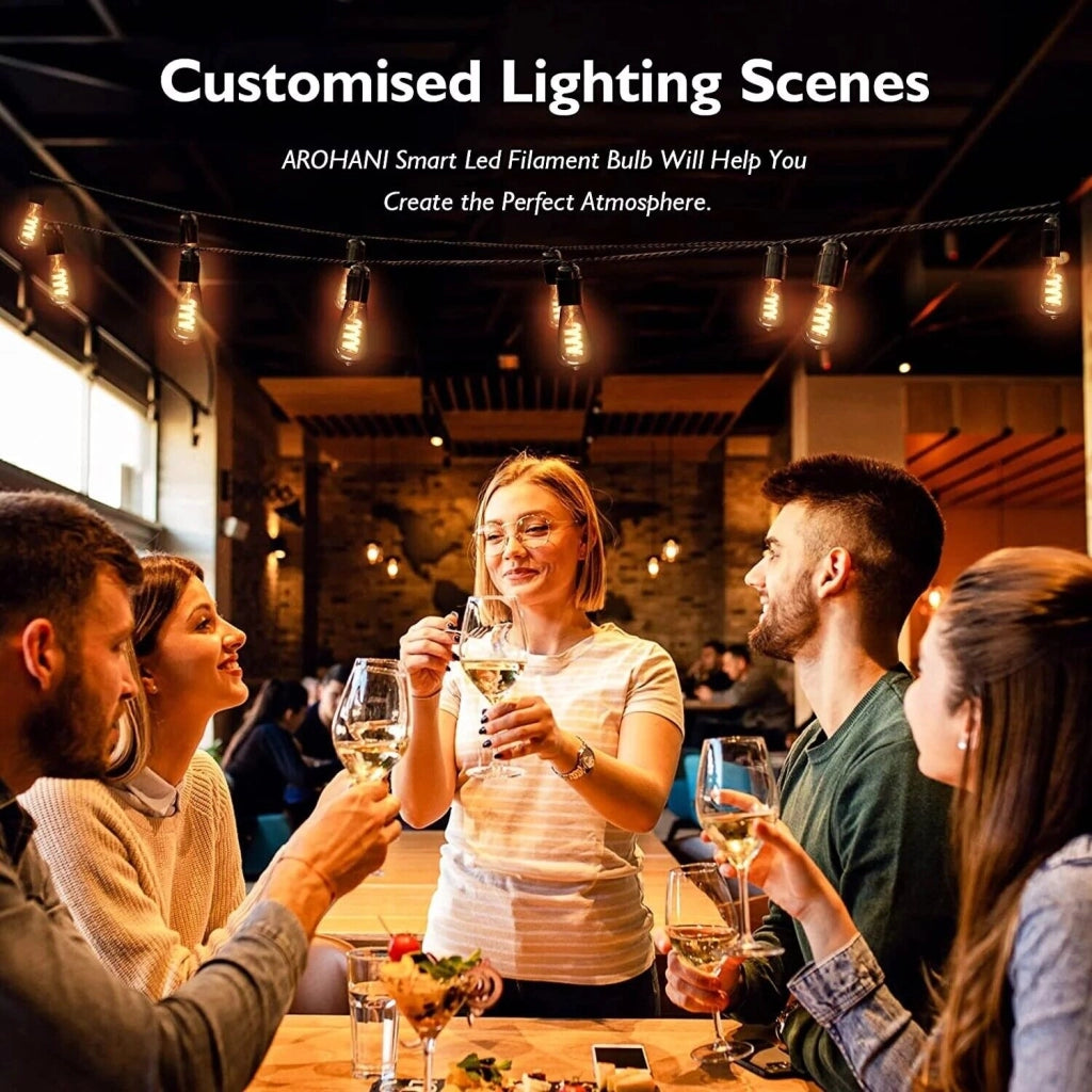 Lampadina Lampada luce Led RGB WIFI Smart E27 App google e Alexa Vintage ST64