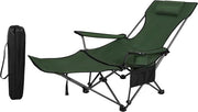 Camping-stoilete op-pieghevole con schienale e sostegno per i piedi - verde