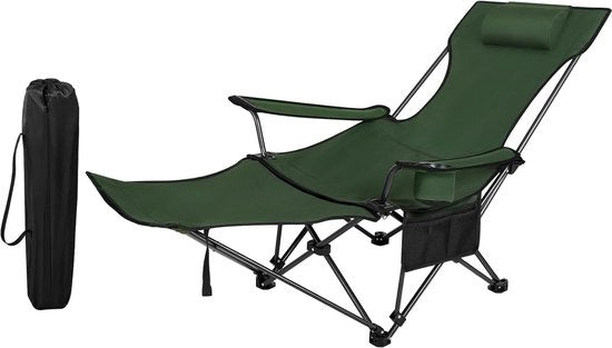 Camping-stoilete op-pieghevole con schienale e sostegno per i piedi - verde