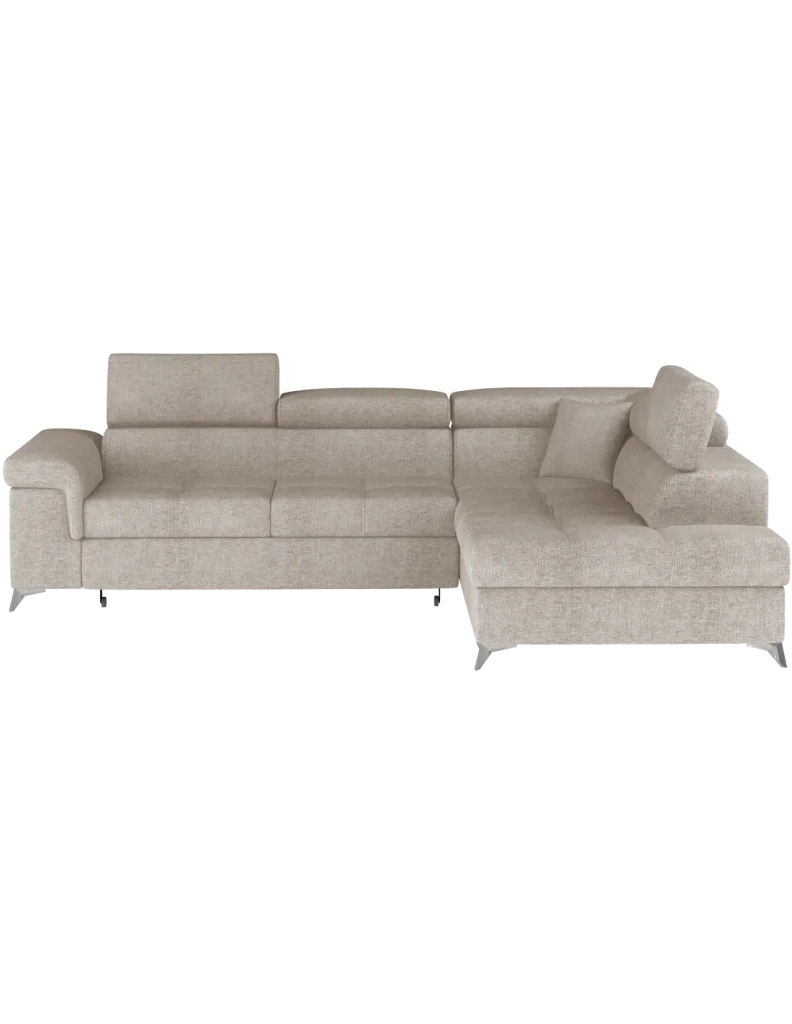 Divano angolare convertibile PALAZZO 4 posti beige – angolo destro con contenitore