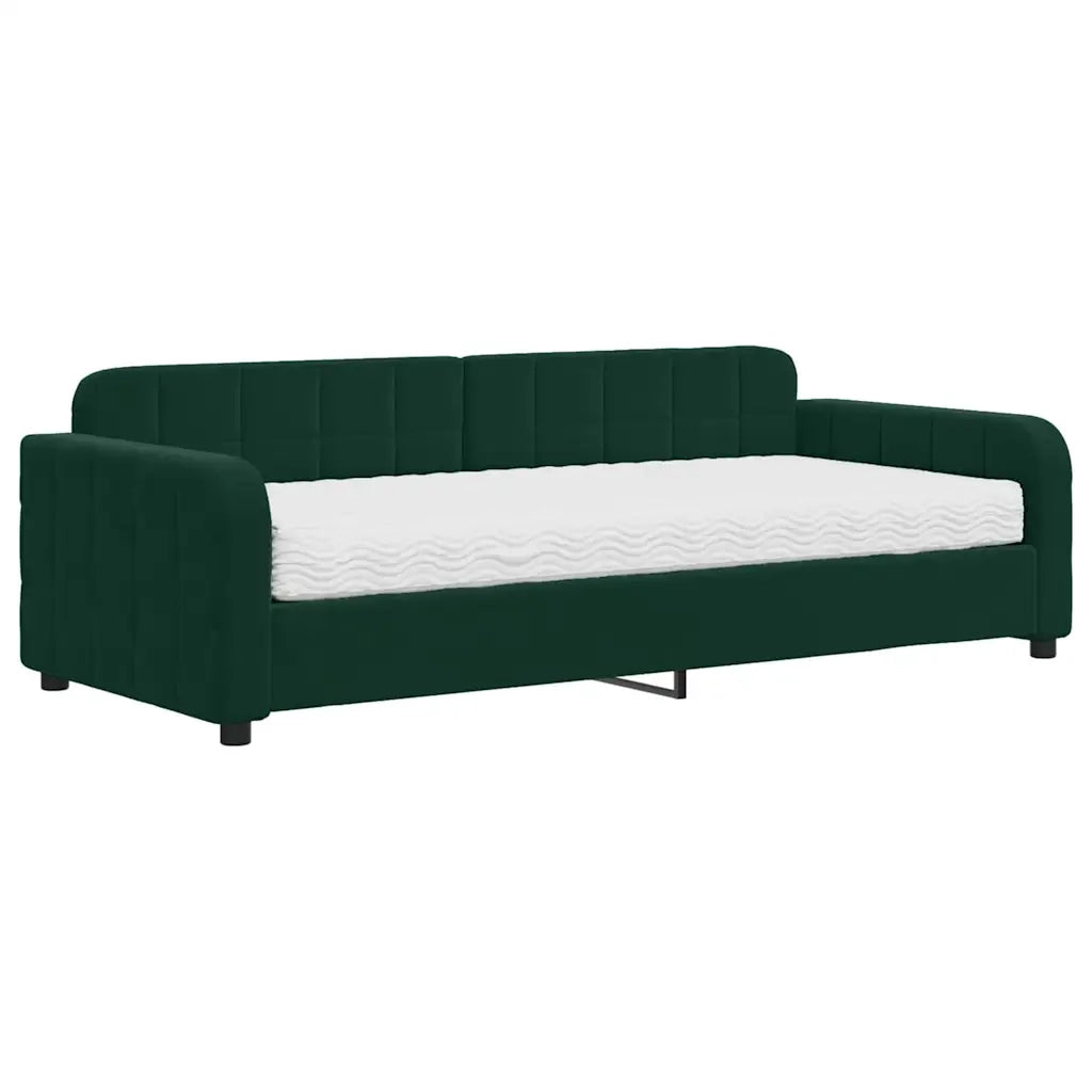 Divano letto | Sof¨¤ letto | Letto singolo con Materasso Verde Scuro 90x200 cm in Velluto