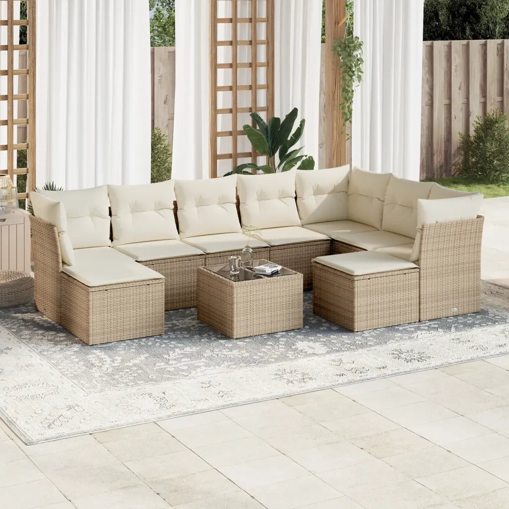 Set Divano da Giardino 10 pz con Cuscini Beige in Polyrattancod mxl 111515
