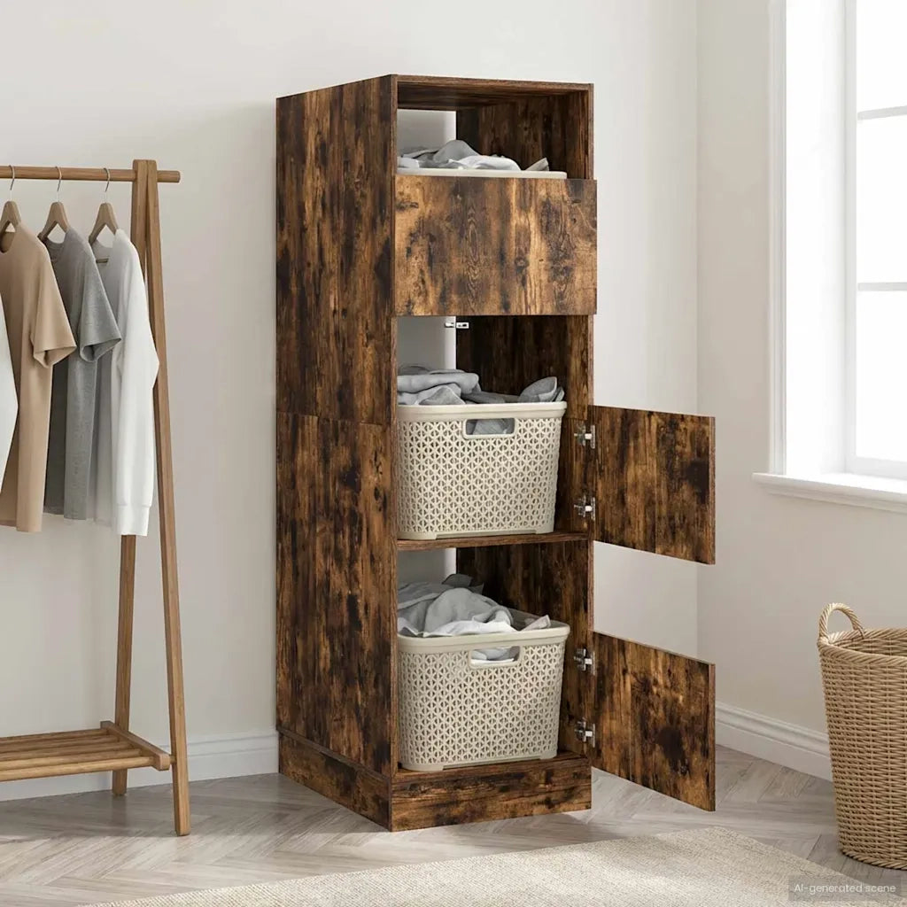 Mobile da lavanderia con porta Rovere fumé 50 x 68 x 162 cm 3422796