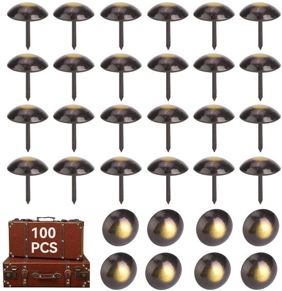 Nageli Meubili 100 Unita - Coprifili Decorativi - Spicchi a Testa Rotonda - Nageli Decorativi - Nageli Spessi - Dimensioni 19x23mm