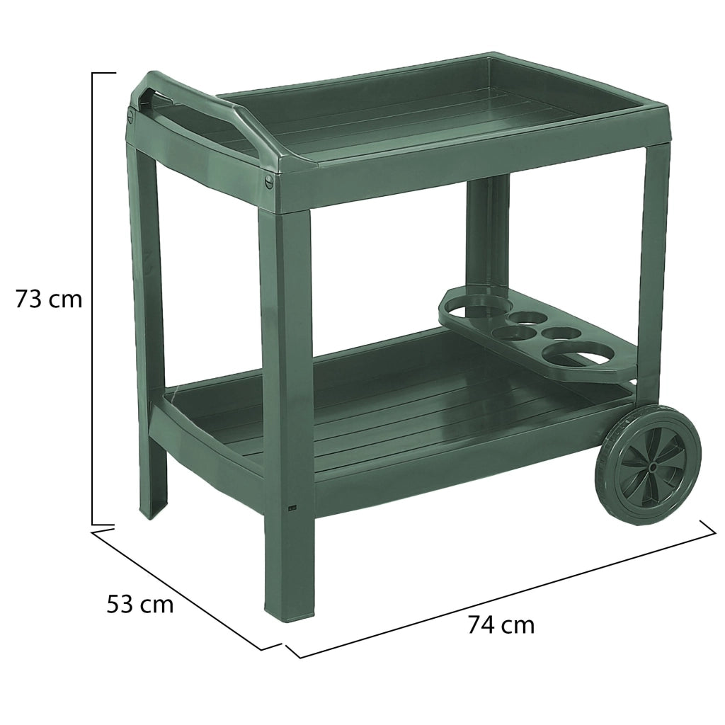Chidester, Carrello 2 Ripiani Made in Italy, 53x74x73h cm Verde