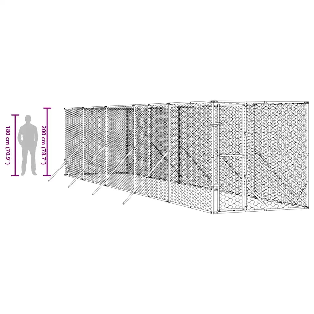 Cuccia per Cani da Esterno Argento 2x10x2 m Acciaio Zincato 3190453