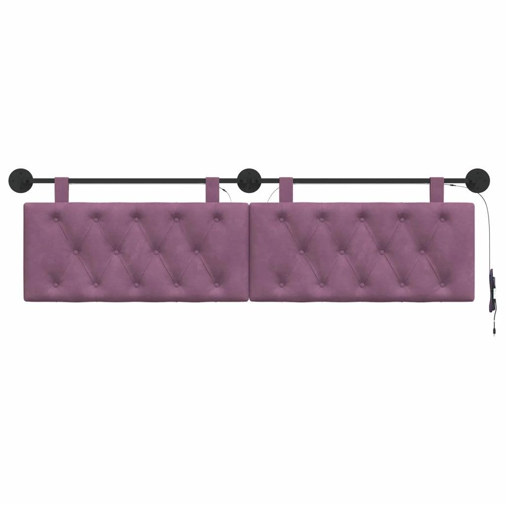 Testiera sospesa Con luce LED Viola Velluto