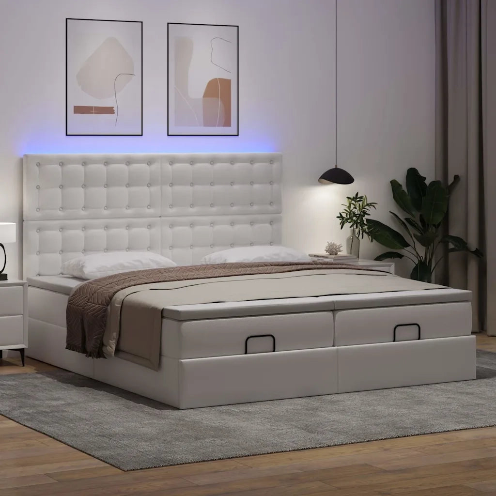 Struttura Letto Pouf con Materassi 200x200 cm Similpelle