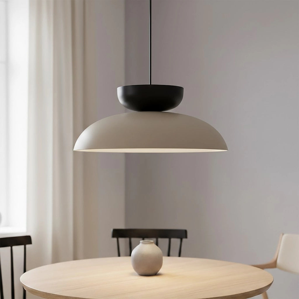 Lampada a sospensione Mega in acciaio moka beige