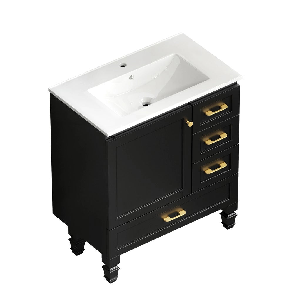 Armadietto Bagno con Cassetti ¨C Xylo ¨C Nero, 75 cm