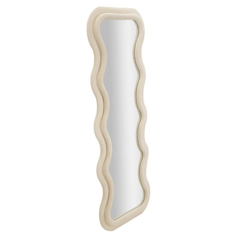 Specchio Da Muro Emily Velluto Crema cm 60x6x160