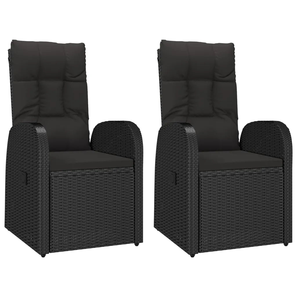 Set da Pranzo da Giardino 3 pz con Cuscini Nero in Polyrattan 3157597