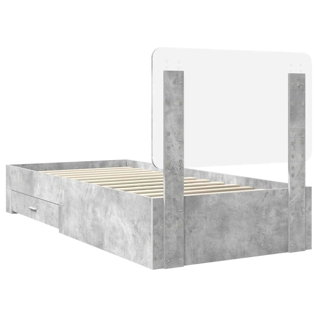 Struttura del letto con testiera-Giroletto con Testiera Grigio cemento 100 x 200 cm 716583