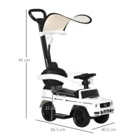 Macchina a Spinta per Bambini 12-36 Mesi con Licenza Mercedes, Tettuccio e Maniglia di Spinta, 85.5x40.5x95 cm, Bianco