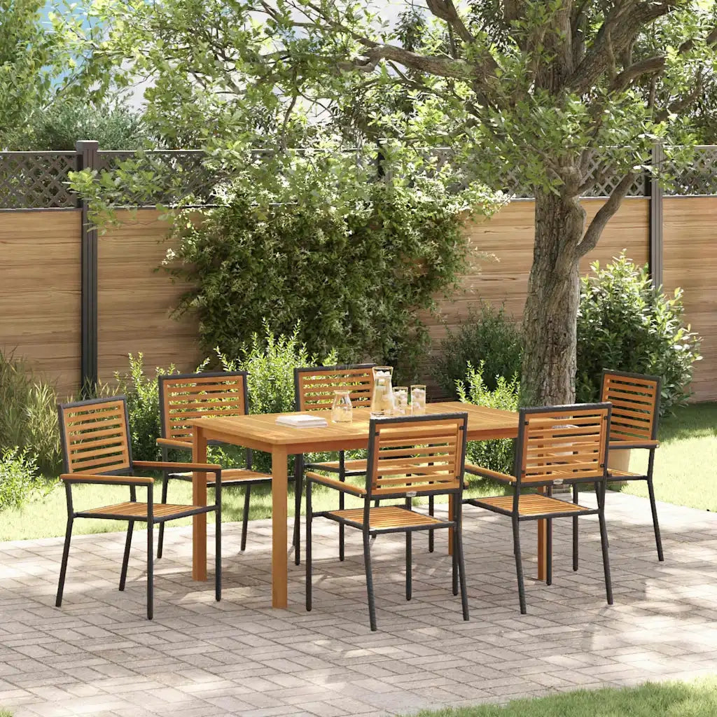 Set da Pranzo per Giardino 7 pcs Nero Legno di Acacia Massello 3365520