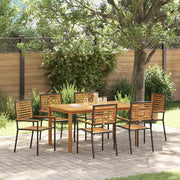 Set da Pranzo per Giardino 7 pcs Nero Legno di Acacia Massello 3365520