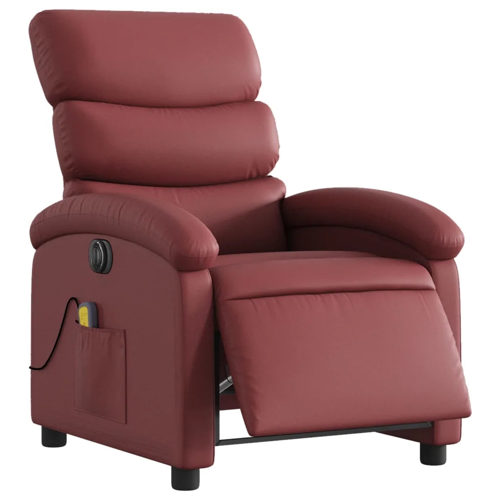 Divano Sedia-Poltrona Massaggiante Reclinabile Rosso Vino in Similpelle 351714