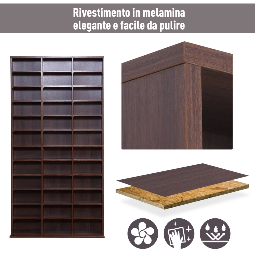 Mobile Porta CD con 36 Scomparti ¨C zephmum ¨C 102x23.5x195 cm, Legno, Marrone