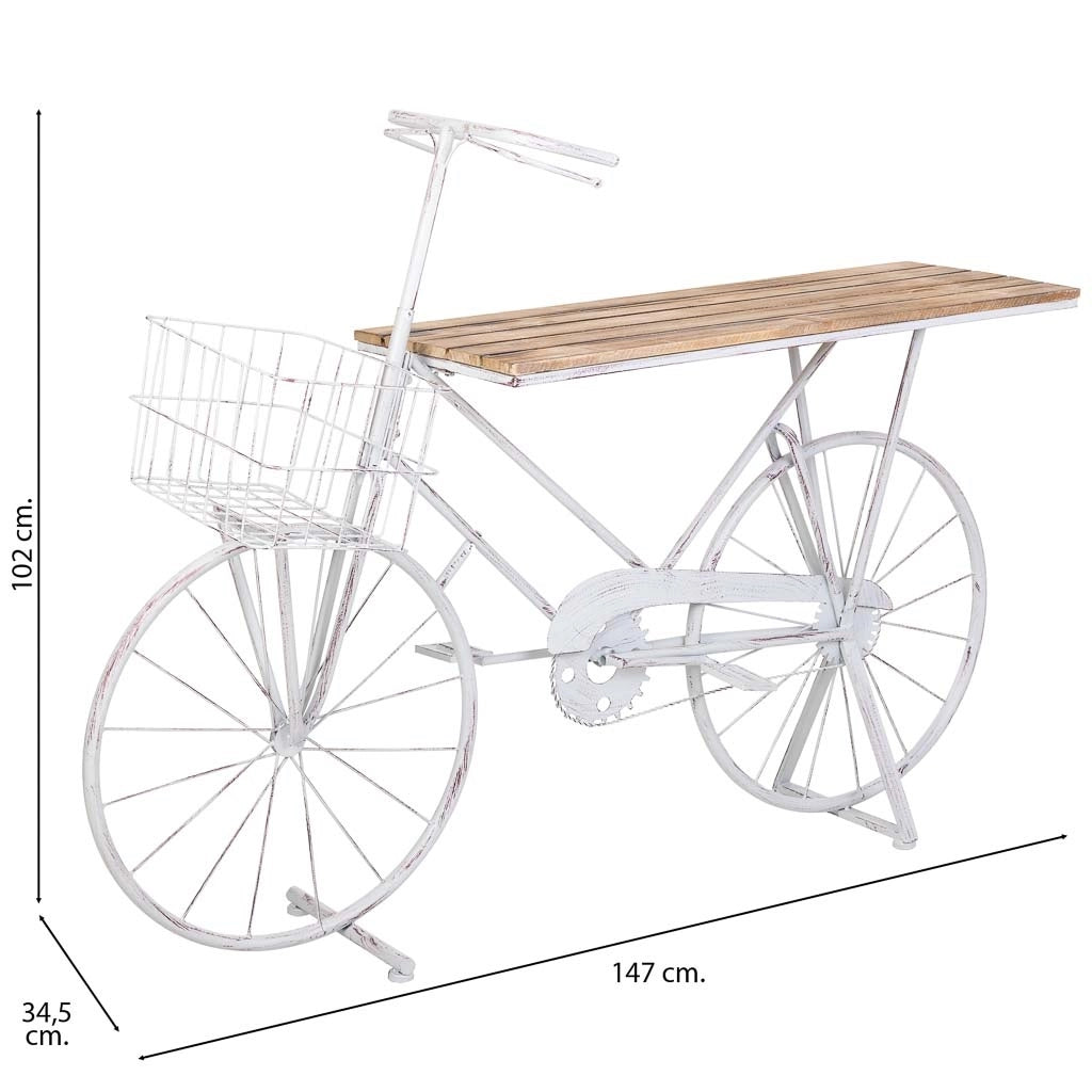 Espositore a forma di bicicletta bianco 147x34,50x102