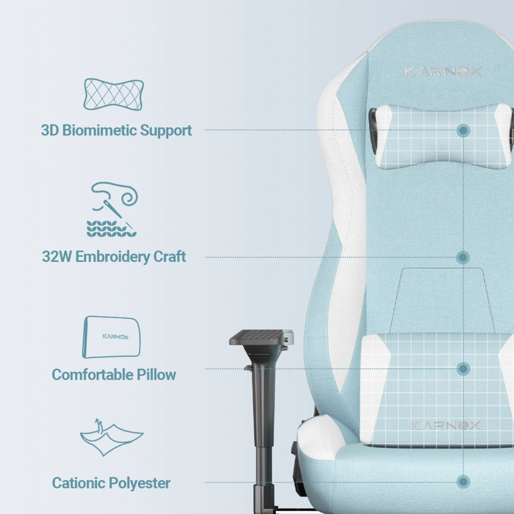 Sedia da ufficio ergonomica in tessuto con poggiapiedi supporto lombare e poggiatesta azzurro chiaro reclinabile