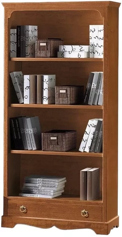 Libreria classica 4 ripiani 1 cassetto, tinta noce cm 94x36x189h (312) - Mobili 2G
