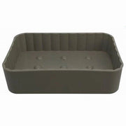 Trade Shop - Portasapone Saponetta Da Bagno Rettangolare Beige Rigato Accessorio Arredo 79168 -
