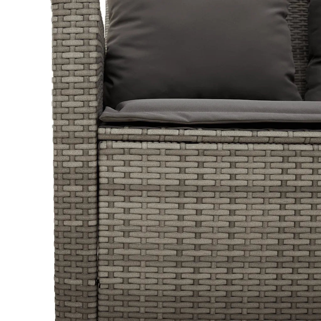 Divano da Giardino a 2 Posti Cuscini&Tavolo-Sofa da Giardino-Divano da esterno Grigio Polyrattan 917499