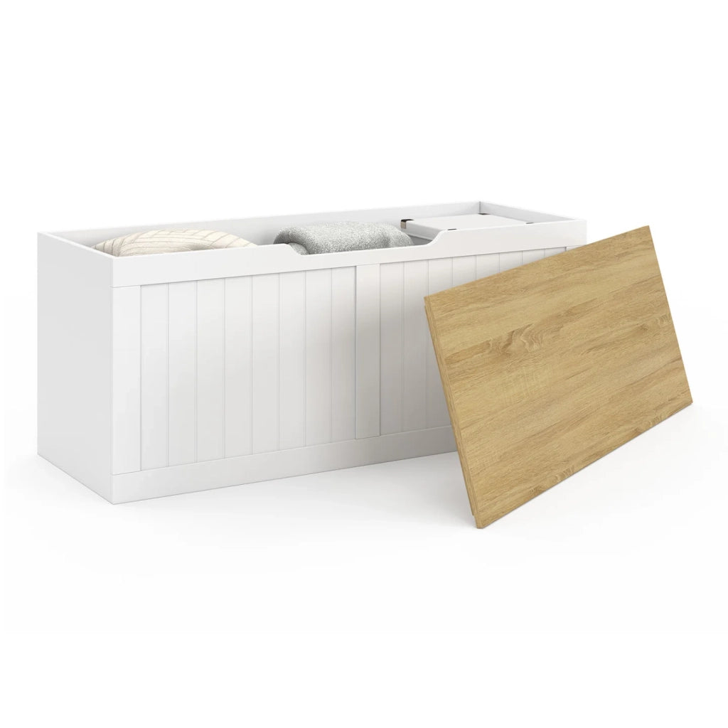 IDMarket - Cassapanca LEON in legno e bianco 100 cm
