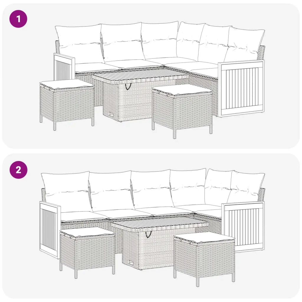 Set Divano da Giardino con cuscino 8 pcs Beige e Grigio Chiaro 3363177