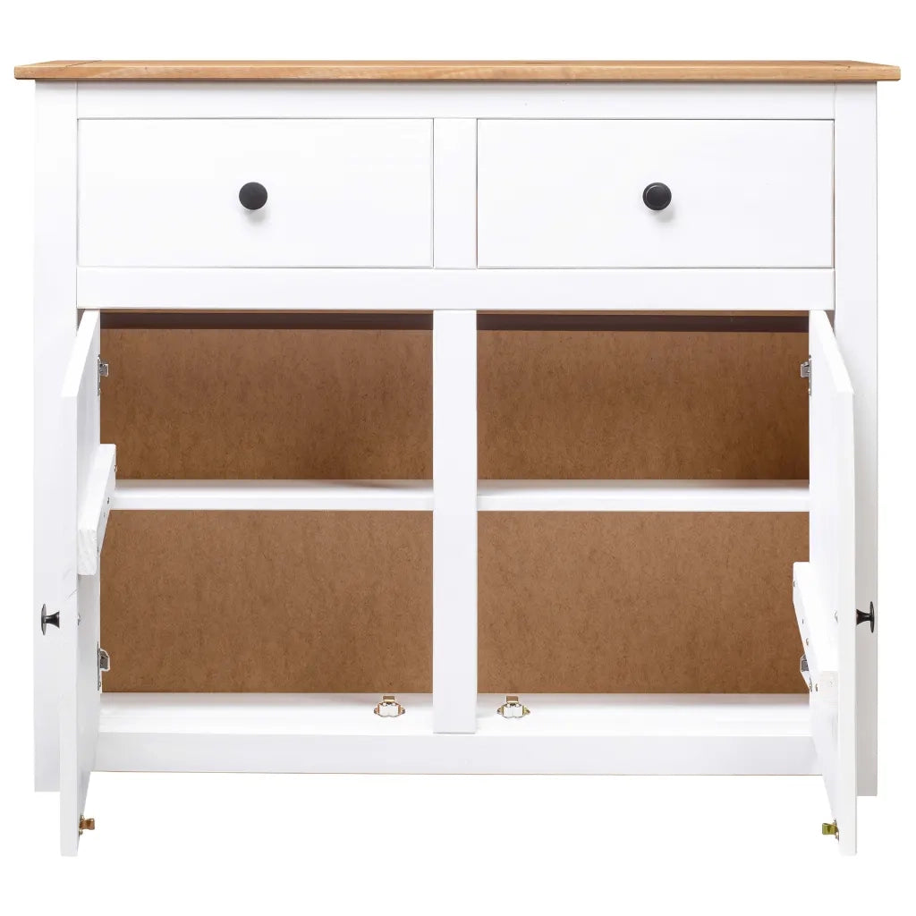 Credenza-Buffet-Armadio da cucina Bianca 93x40x80 cm in Legno Massello di Pino Panama