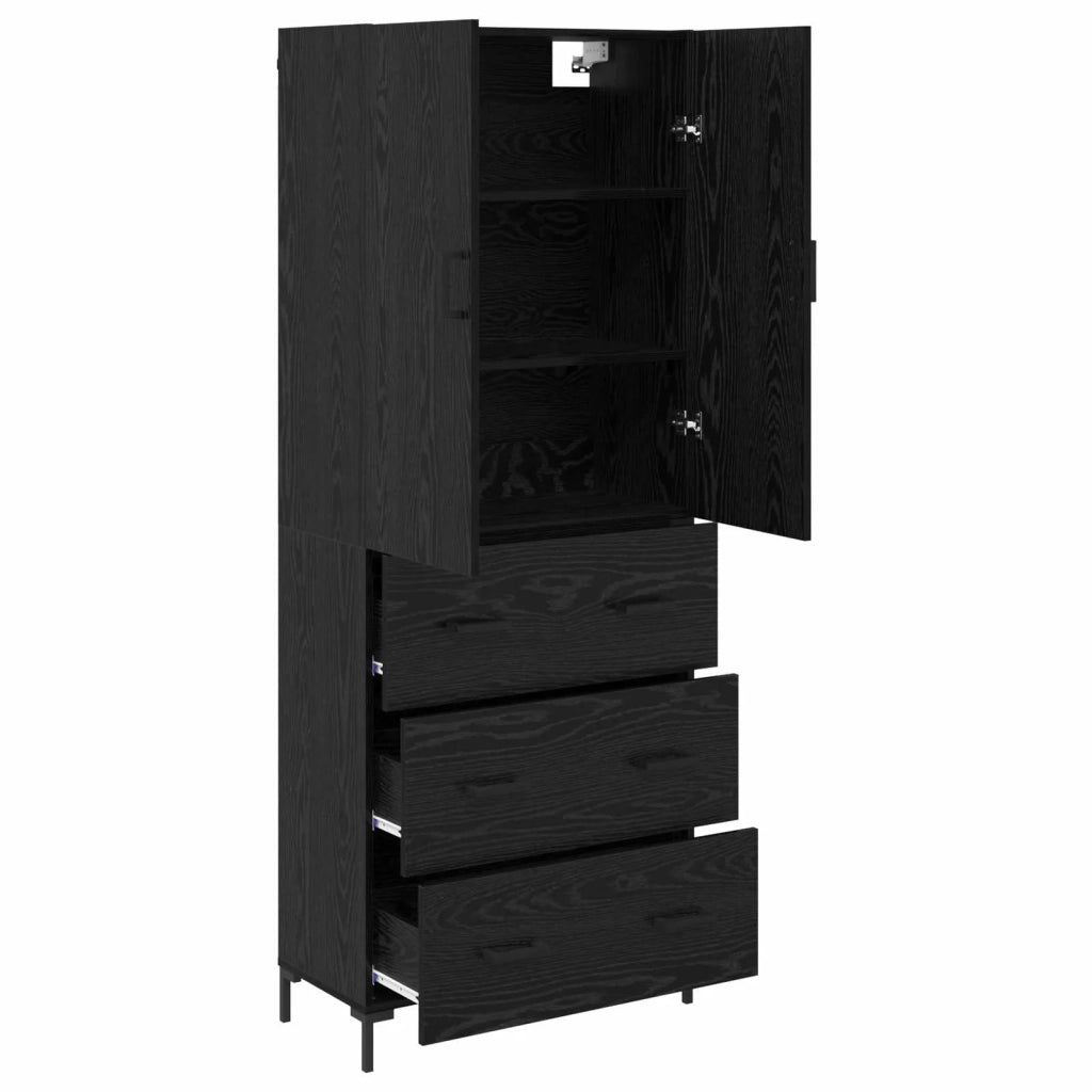 Credenza Rovere Nero 69,5 x 34 x 180 cm Legno multistrato 3416166