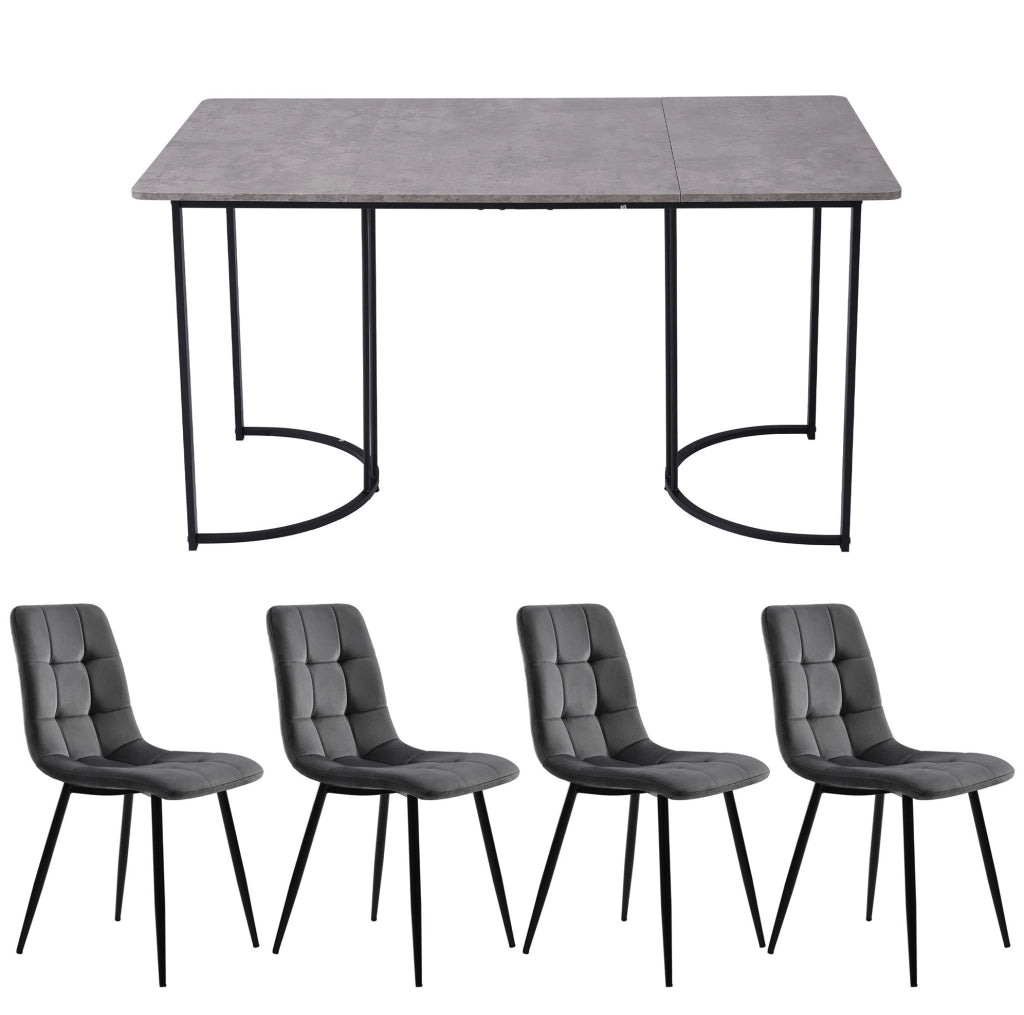 Set tavolo e 4 sedie 140x80 cm; design moderno; MDF; grigio
