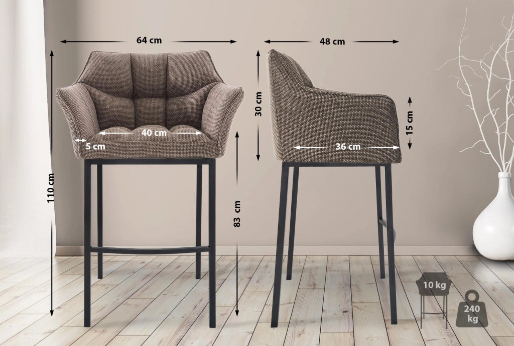 Barhocker Damaso B Stoff mit 4-FuЯ Gestell