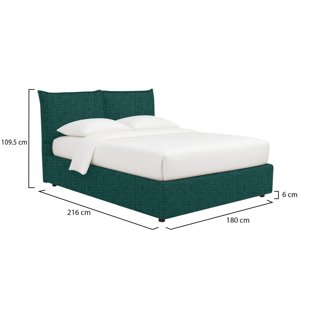Wetherby, Letto Matrimoniale Sfoderabile Made in Italy, Verde Petrolio