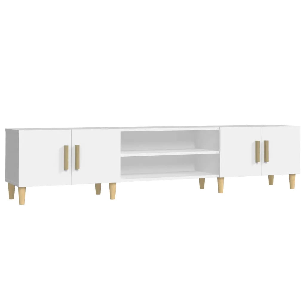 Mobile TV Bianco 180x31,5x40 cm in Legno Massello di Argilla 816256