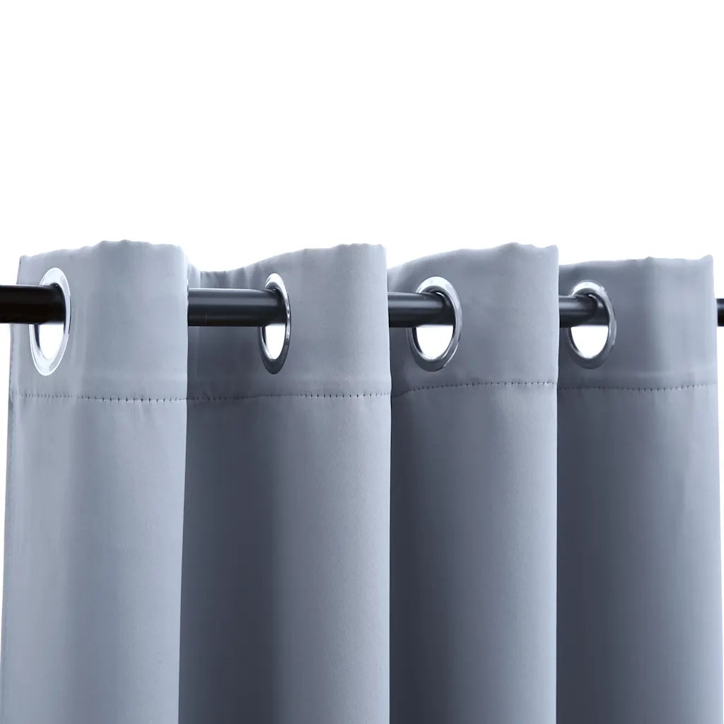 Tende Oscuranti con Anelli in Metallo 2 pz Grigie 140x175 cm 134426