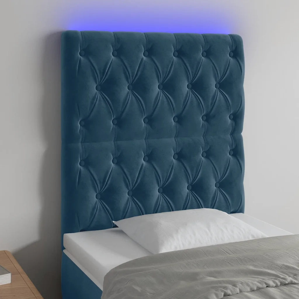 Testiera | Testata a LED Blu scuro 80x7x118/128 cm in Velluto