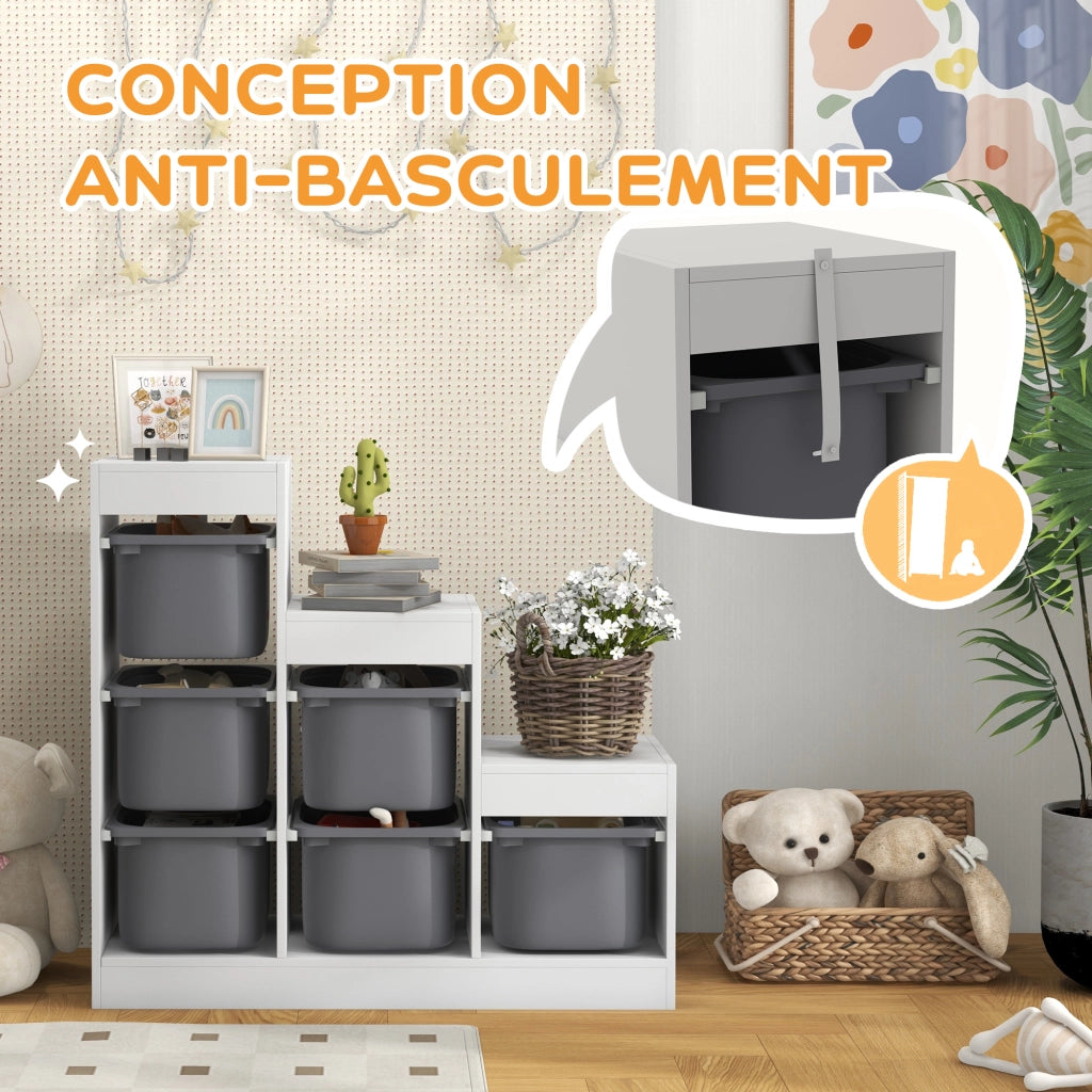 Cassettiera per bambini con 6 contenitori ¨C zephmum ¨C grigio 96x38.5x90