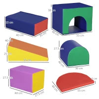 Set da Gioco per Bambini 12-36 Mesi da 7 Blocchi Multicolore in PU e EPE, 170x130x40 cm