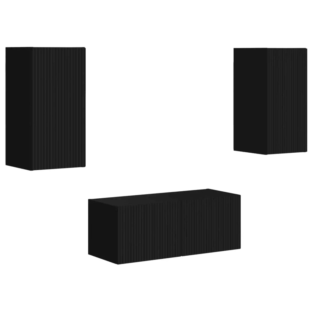 Set mobile TV Montaggio a parete 6 pcs Nero Legno multistrato 3409061